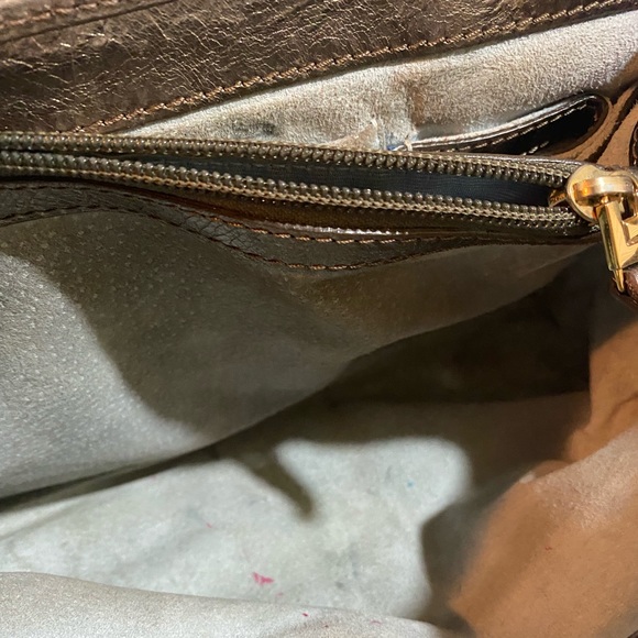 Lambertson truex gold metallic leather satchel bag - Picture 8 of 11